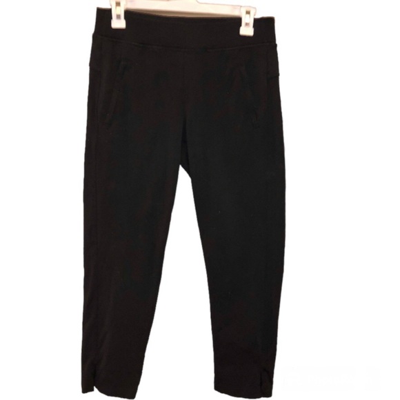 Athleta Cropped Pull on Leggings‎ Zipper pocket Legging Pants Black XS - Picture 1 of 8